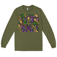 Army Green mardi gras fleur de lis Long Sleeve Tee - RanaPortraitStore