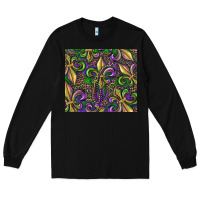Black mardi gras fleur de lis Long Sleeve Tee - RanaPortraitStore