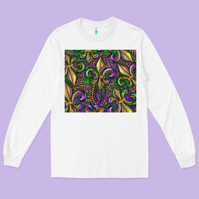 Mardi Gras Fleur De Lis Long Sleeve Tee Designed By Ranaportraitstore
