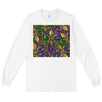 White mardi gras fleur de lis Long Sleeve Tee - RanaPortraitStore