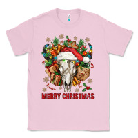 Bubblegum Pink Merry Christmas With Bull skull Classic Tee - BundleAndBundleShop