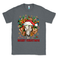 Charcoal Heather Merry Christmas With Bull skull Classic Tee - BundleAndBundleShop