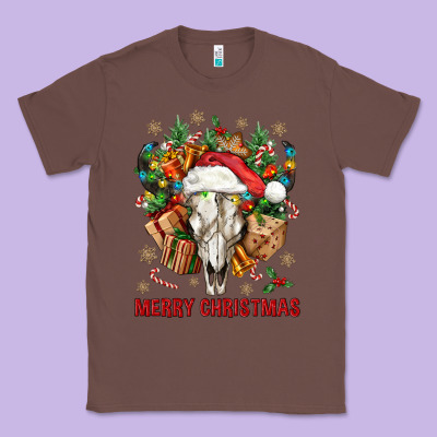 Merry Christmas With Bull Skull Classic Tee Designed By Bundleandbundleshop