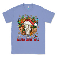 Colony Blue Merry Christmas With Bull skull Classic Tee - BundleAndBundleShop