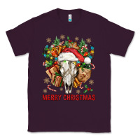 Plum Merry Christmas With Bull skull Classic Tee - BundleAndBundleShop
