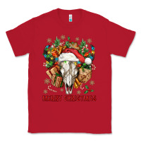 Red Merry Christmas With Bull skull Classic Tee - BundleAndBundleShop