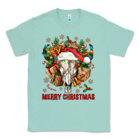 Seafoam Merry Christmas With Bull skull Classic Tee - BundleAndBundleShop
