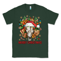 Sports Green Merry Christmas With Bull skull Classic Tee - BundleAndBundleShop
