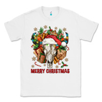 White Merry Christmas With Bull skull Classic Tee - BundleAndBundleShop