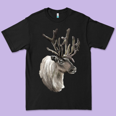 Reindeer Buck Deer Head Premium Tee Designed By Lillyallendesigns