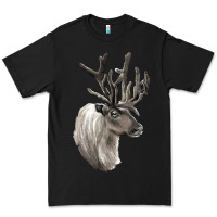 Black Reindeer Buck Deer Head Premium Tee - LillyAllenDesigns
