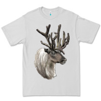 Dove Grey Reindeer Buck Deer Head Premium Tee - LillyAllenDesigns