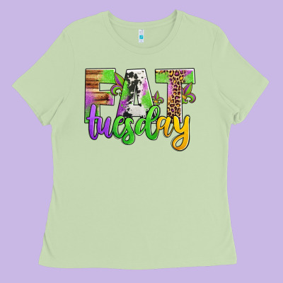 Fat Tuesday Mardi Gras Ladies Tee Designed By Jasminsmagicworld
