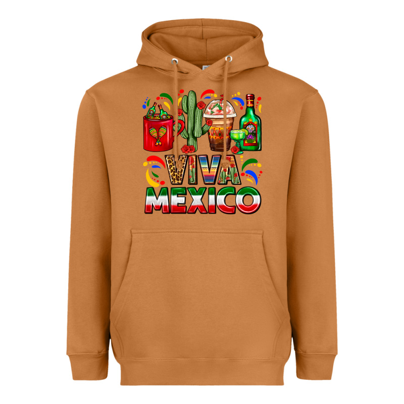 Viva Mexico Coffee Cups With Cactus And Tequila Heavyweight Hoodie by FaDigitalArtStudio | Teevron