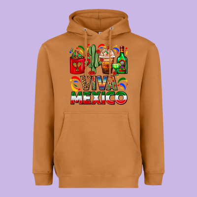 Viva Mexico Coffee Cups With Cactus And Tequila Heavyweight Hoodie Designed By Fadigitalartstudio