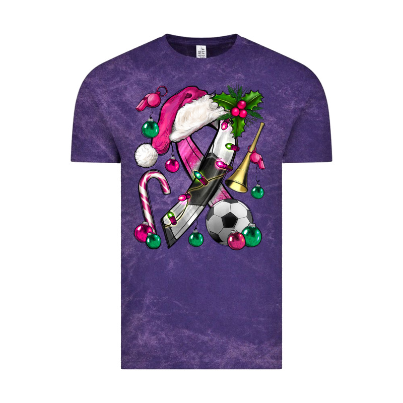 Pink Christmas Breast Cancer Ribbon Soccer Vintage Tee by BundleAndBundleShop | Teevron