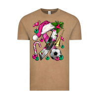Vintage Coffee Pink Christmas Breast Cancer Ribbon Soccer Vintage Tee - BundleAndBundleShop