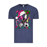 Vintage Denim Pink Christmas Breast Cancer Ribbon Soccer Vintage Tee - BundleAndBundleShop