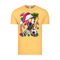 Vintage Mustard Pink Christmas Breast Cancer Ribbon Soccer Vintage Tee - BundleAndBundleShop