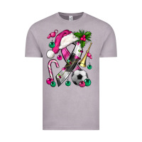 Vintage Zinc Pink Christmas Breast Cancer Ribbon Soccer Vintage Tee - BundleAndBundleShop