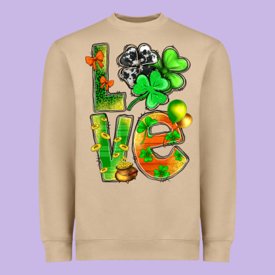 St.patrick Love With Clover Heavyweight Sweatshirt Designed By Nancycooperartshop