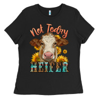 Black heifer with sunflowers Ladies Tee - LillyAllenDesigns