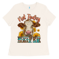 Bone heifer with sunflowers Ladies Tee - LillyAllenDesigns