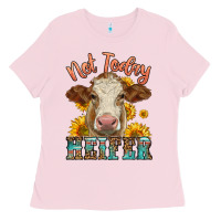 Bubblegum Pink heifer with sunflowers Ladies Tee - LillyAllenDesigns