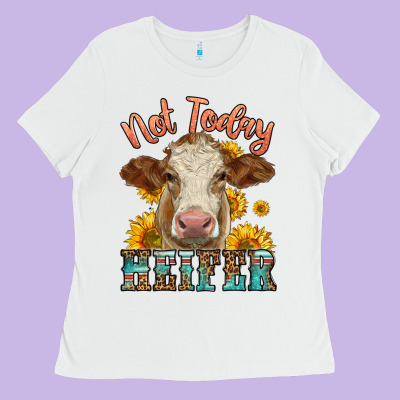 Heifer With Sunflowers Ladies Tee Designed By Lillyallendesigns