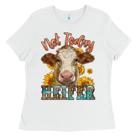 White heifer with sunflowers Ladies Tee - LillyAllenDesigns