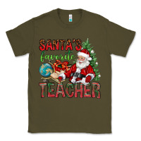Army Green Santa's Favorite Teacher Classic Tee - BundleAndBundleShop