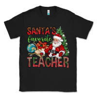 Black Santa's Favorite Teacher Classic Tee - BundleAndBundleShop
