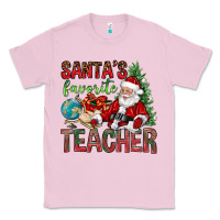 Bubblegum Pink Santa's Favorite Teacher Classic Tee - BundleAndBundleShop