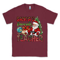 Burgundy Santa's Favorite Teacher Classic Tee - BundleAndBundleShop