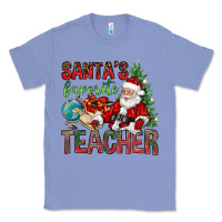 Colony Blue Santa's Favorite Teacher Classic Tee - BundleAndBundleShop