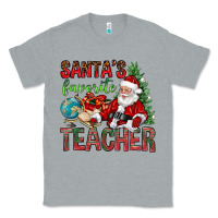 Heather Grey Santa's Favorite Teacher Classic Tee - BundleAndBundleShop