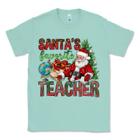 Seafoam Santa's Favorite Teacher Classic Tee - BundleAndBundleShop