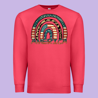 America Rainbow Premium Sweatshirt Designed By Fadigitalartstudio