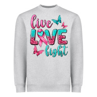 Heather Grey live love fight breast cancer Heavyweight Sweatshirt - texasbilliewilder