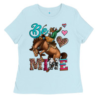 Baby Blue be mine cowboy rodeo valentines day Ladies Tee - Jasminsmagicworld