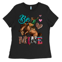 Black be mine cowboy rodeo valentines day Ladies Tee - Jasminsmagicworld