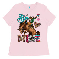 Bubblegum Pink be mine cowboy rodeo valentines day Ladies Tee - Jasminsmagicworld