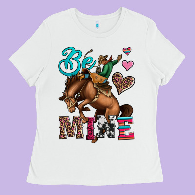 Be Mine Cowboy Rodeo Valentines Day Ladies Tee Designed By Jasminsmagicworld