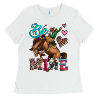 White be mine cowboy rodeo valentines day Ladies Tee - Jasminsmagicworld