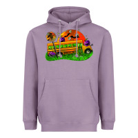 Lavender Halloween School Bus Heavyweight Hoodie - FaDigitalArtStudio