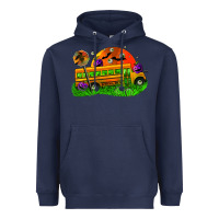 Navy Halloween School Bus Heavyweight Hoodie - FaDigitalArtStudio