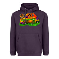 Plum Halloween School Bus Heavyweight Hoodie - FaDigitalArtStudio