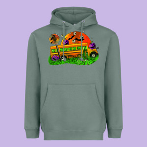 Halloween School Bus Heavyweight Hoodie Designed By Fadigitalartstudio