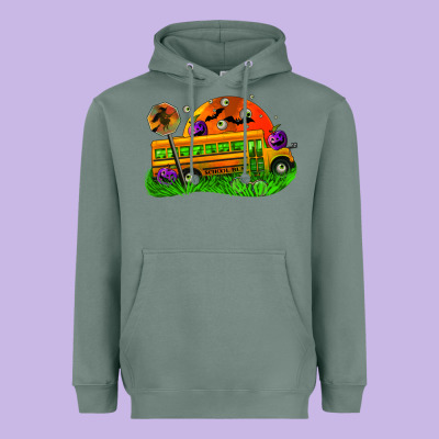 Halloween School Bus Heavyweight Hoodie Designed By Fadigitalartstudio