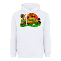 White Halloween School Bus Heavyweight Hoodie - FaDigitalArtStudio